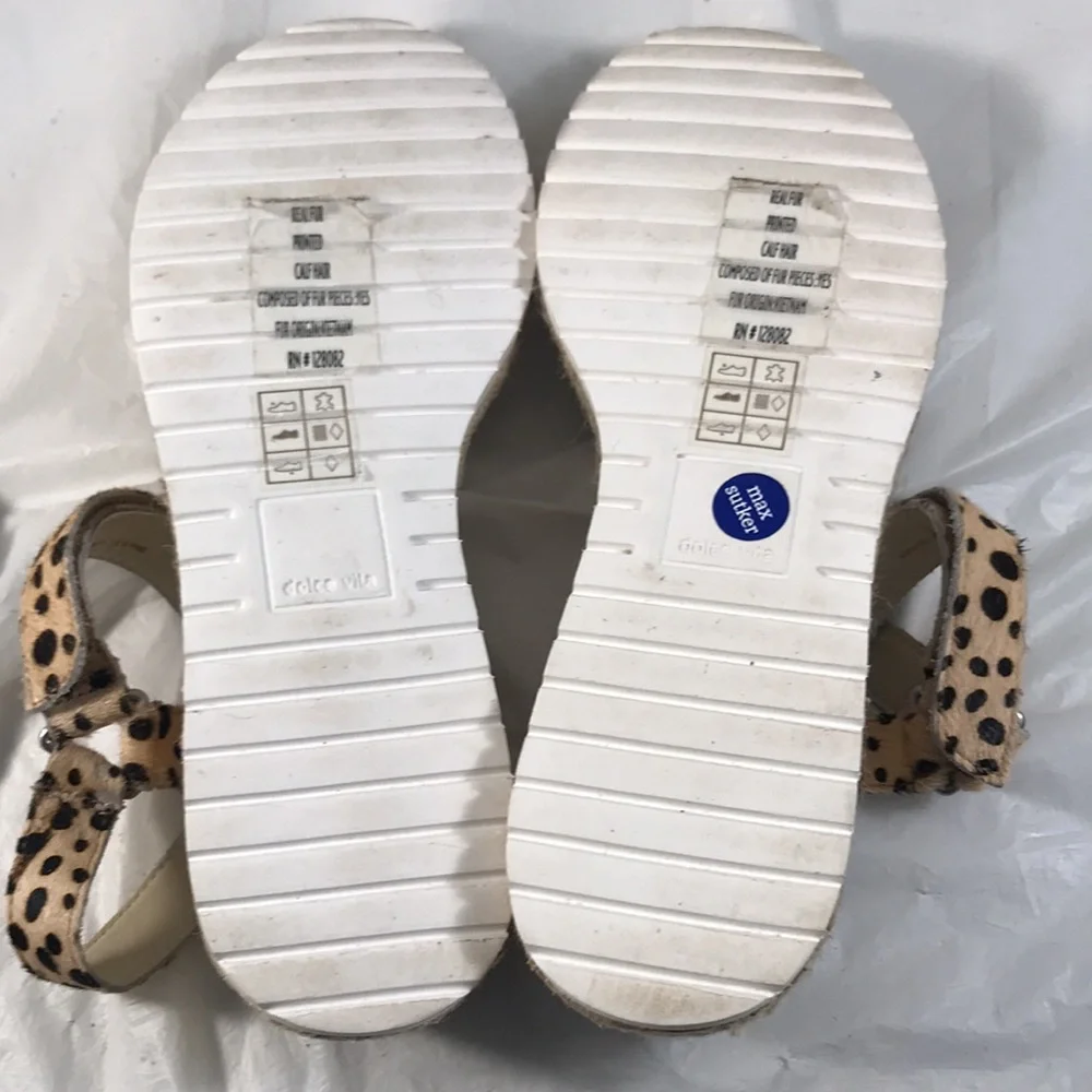 Dolce Vita Myra Women’s Leopard Print Fur Espadrille Adjustable Platform Sandals